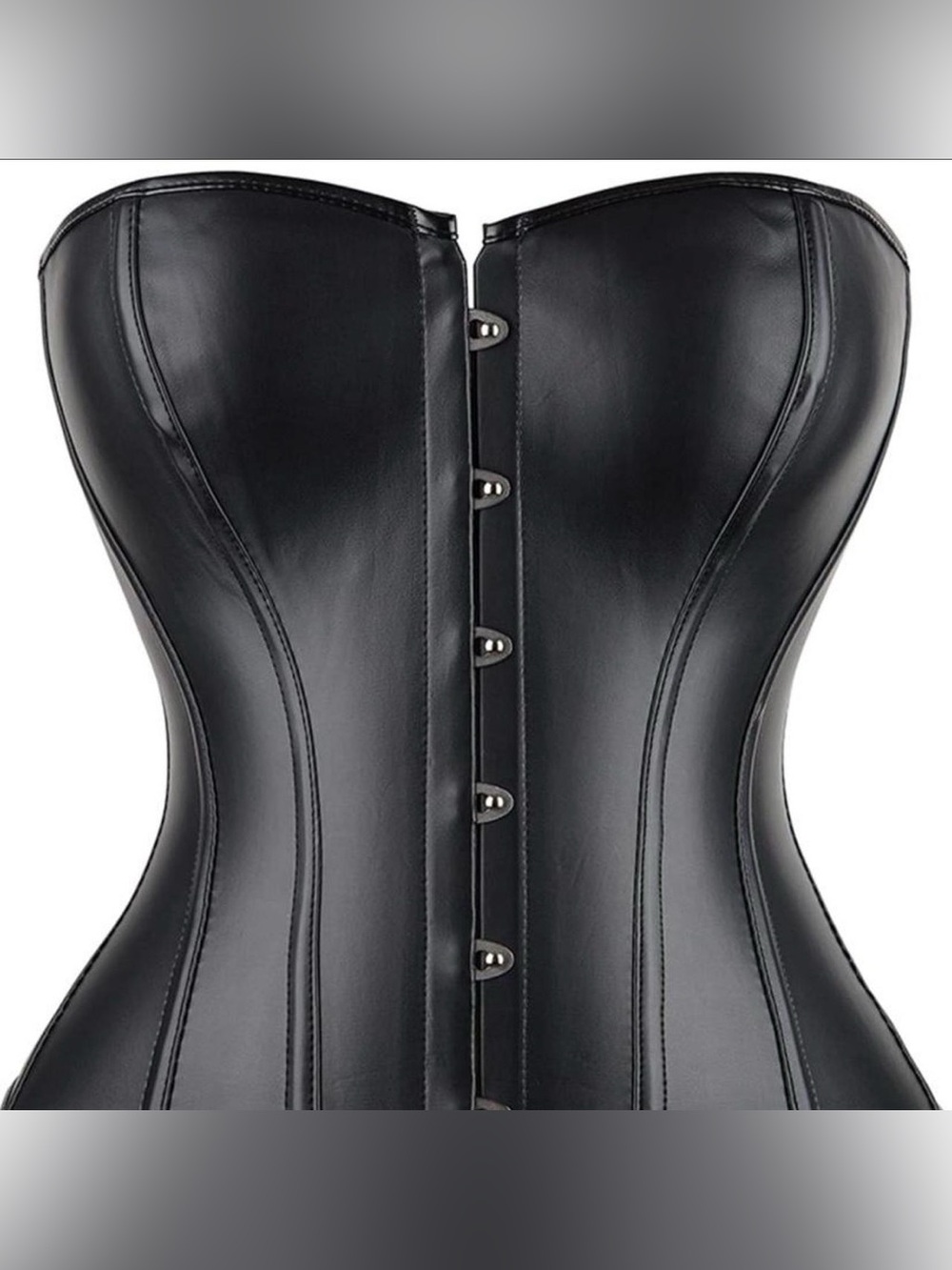 Black Faux Leather Overbust Corset